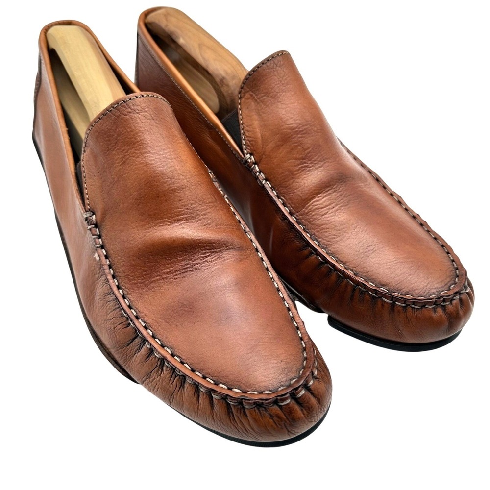 To Boot New York Mens Key Largo Cervo Leather Driver Cognac Moc Toe Loafers 11.5